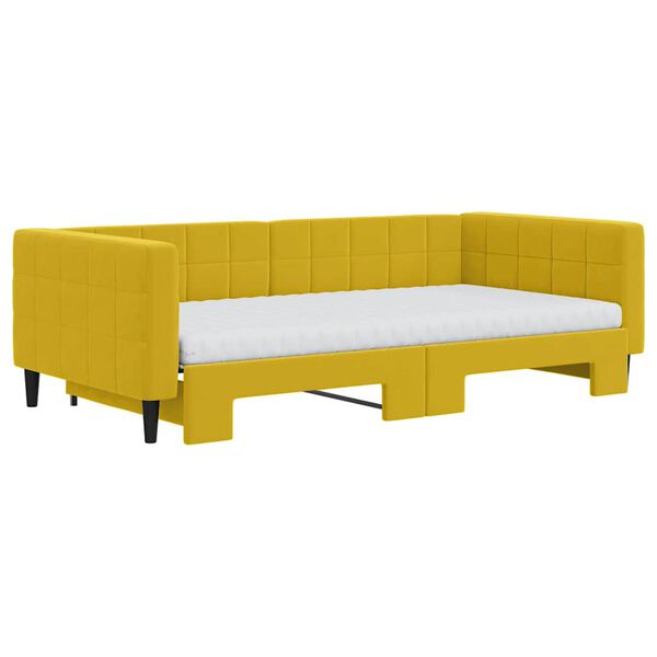 vidaXL Sof&aacute;-cama com gavet&atilde;o e colch&otilde;es 100x200 cm veludo amarelo