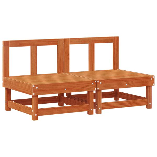 vidaXL Sof&aacute; do Meio do Jardim Madeira de pinho maci&ccedil;o Castanho Cera