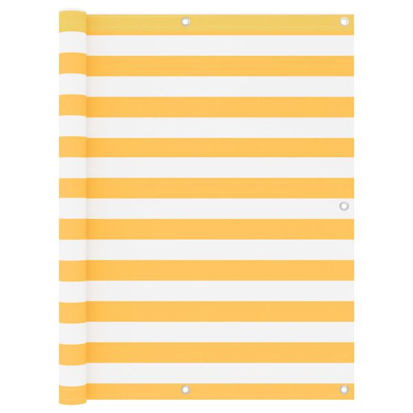 vidaXL Tela de varanda 120x600 cm tecido Oxford branco e amarelo