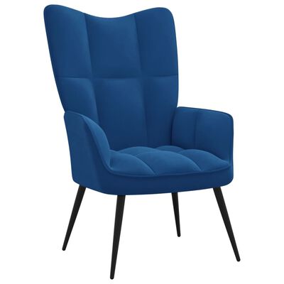 vidaXL Cadeira de descanso com banco veludo azul
