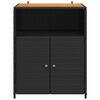 vidaXL Arm&aacute;rio com porta Preto 70 x 50 x 87 cm Poli&eacute;ster e Rattan Roly