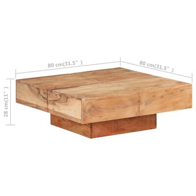 vidaXL Mesa de centro 80x80x28 cm madeira de acácia maciça