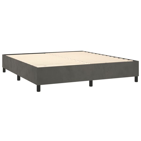 vidaXL Cama com molas/colch&atilde;o 200x200 cm veludo cinzento-escuro
