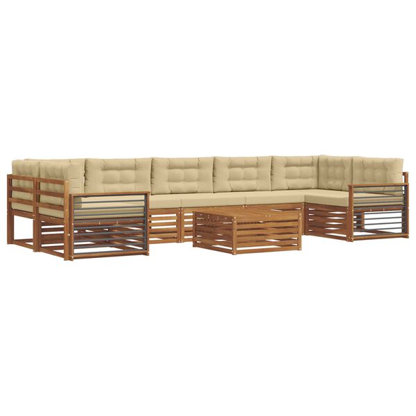 vidaXL Conjunto de Sof&aacute;s para Exterior 8 pcs Natural e Bege