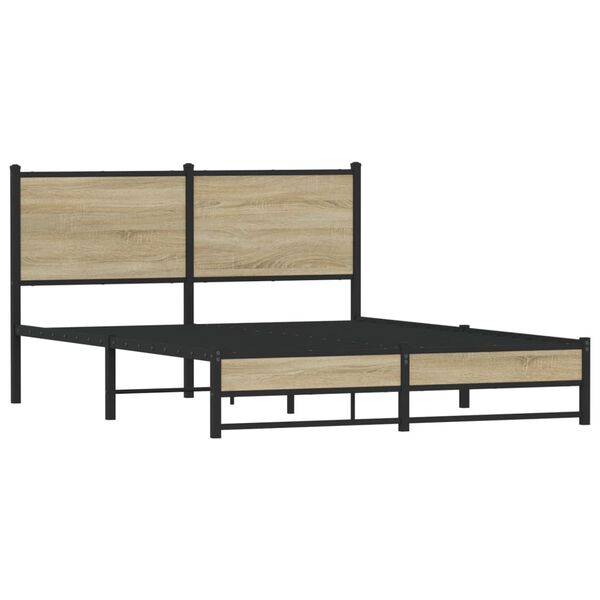 vidaXL Estrutura de cama sem colchão 137x190 cm metal carvalho sonoma