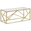 vidaXL Mesa de centro a&ccedil;o inoxid&aacute;vel e vidro temperado dourado