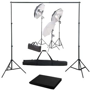 vidaXL Kit de est&uacute;dio fotogr&aacute;fico com conjunto de ilumina&ccedil;&atilde;o e fundo