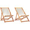 vidaXL Conjunto de 2 cadeiras dobr&aacute;veis em tecido branco creme.