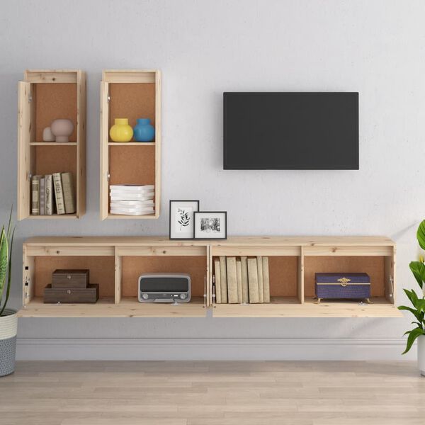 vidaXL Móveis de TV 4 pcs madeira de pinho maciça