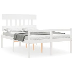 vidaXL Cama para idosos com cabeceira 120x200 cm madeira maci&ccedil;a branco