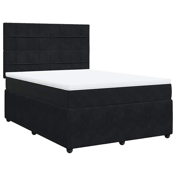 vidaXL Cama com molas/colch&atilde;o 140x190 cm veludo preto