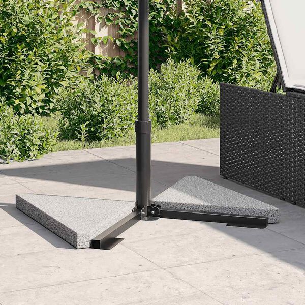 vidaXL Placas de peso para guarda-chuva 2 peças, granito cinza, triangular, 14 kg