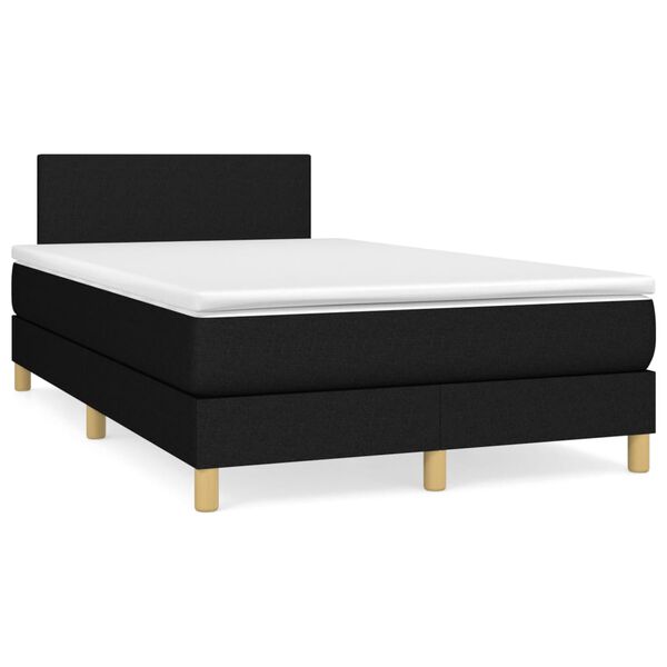 vidaXL Cama boxspring com colch&atilde;o 120x190 cm tecido preto