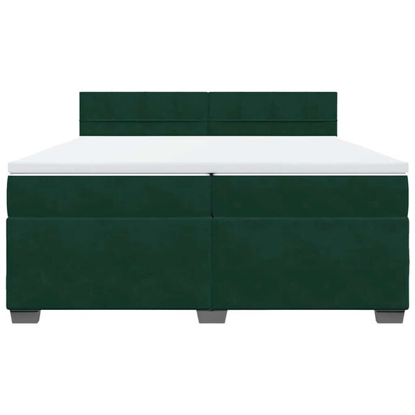 vidaXL Cama com molas/colch&atilde;o 200x200 cm veludo verde-escuro