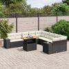 vidaXL 11 pcs conjunto sof&aacute;s de jardim c/ almofad&otilde;es vime PE preto