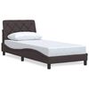 vidaXL Estrutura de cama sem colch&atilde;o 90x190 cm tecido castanho-escuro