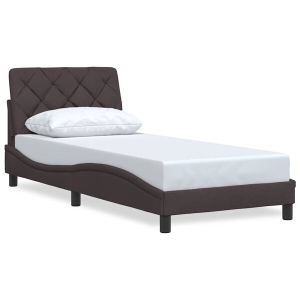 vidaXL Estrutura de cama sem colch&atilde;o 90x190 cm tecido castanho-escuro