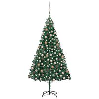 vidaXL Árvore Natal artificial pré-iluminada c/ bolas 240 cm verde