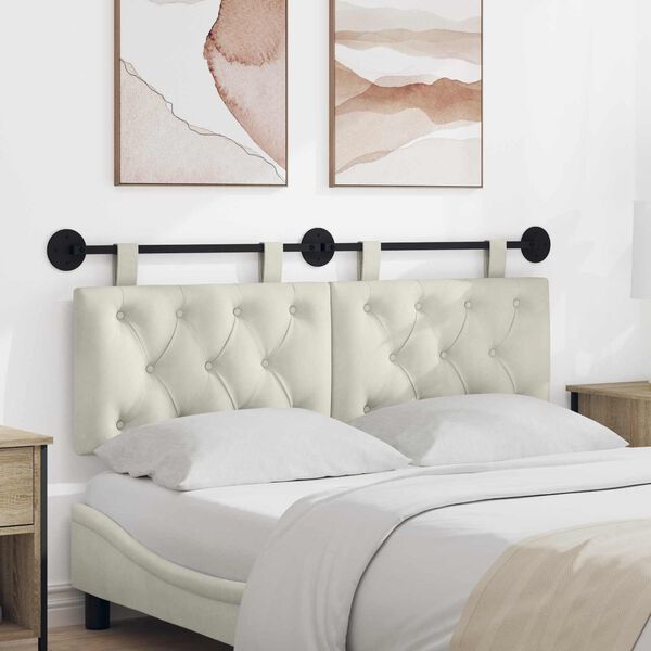 vidaXL Cabeceira Suspensa Creme 150 x 55 x 7 cm Veludo