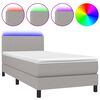 vidaXL Cama box spring c/ colch&atilde;o e LED 90x200 cm tecido cinza-claro