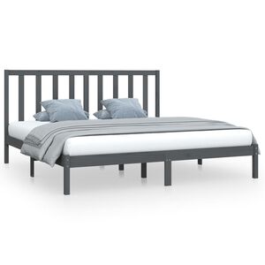 vidaXL Estrutura de cama 200x200 cm pinho maci&ccedil;o cinzento