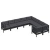 vidaXL 9 pcs conjunto lounge de jardim c/ almofad&otilde;es pinho preto