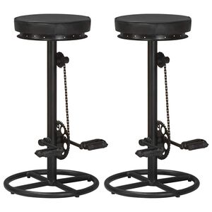 vidaXL Bancos de bar 2 pcs couro de cabra genu&iacute;no preto