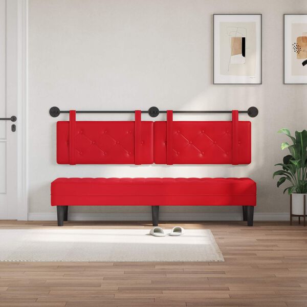 vidaXL Cabeceira Suspensa Vermelho 190 x 55 x 5 cm Couro Sint&eacute;tico