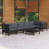 vidaXL 7 pcs conjunto lounge de jardim c/ almofad&otilde;es pinho preto