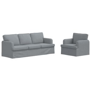 vidaXL Conjunto de Sof&aacute;s 2 unid. Cinzento-claro tecido