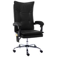 vidaXL Cadeira de escritório c/ função massagem couro artificial preto