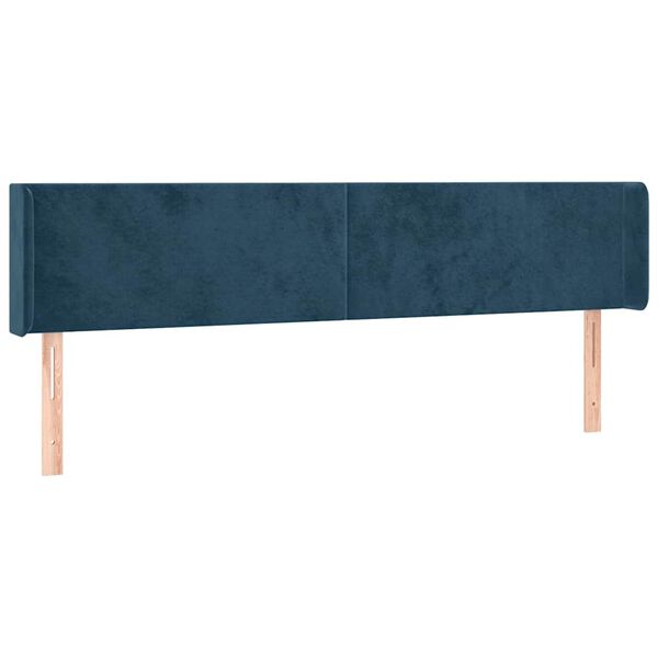 vidaXL Cabeceira de cama c/ abas veludo 163x16x78/88cm azul-escuro