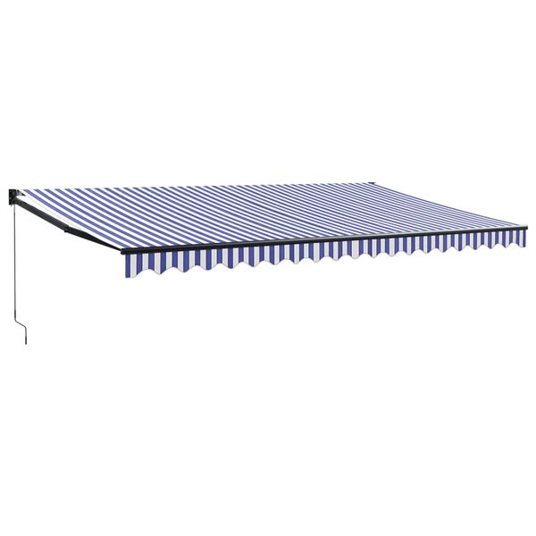vidaXL Toldo retr&aacute;til 5x3 m tecido e alum&iacute;nio azul e branco
