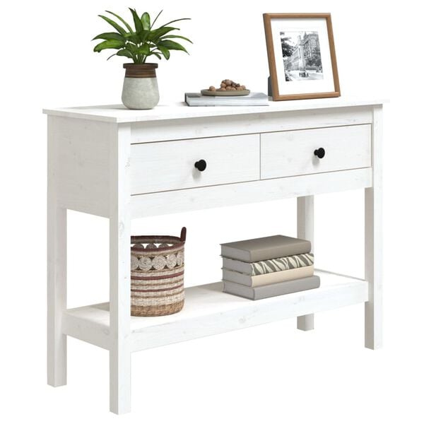 vidaXL Mesa consola 100x35x75 cm pinho maci&ccedil;o branco