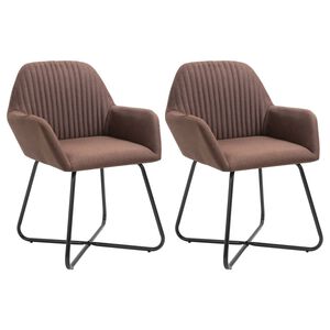 vidaXL Cadeiras de jantar 2 pcs tecido castanho
