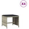 vidaXL Bancos jardim c/ almofad&otilde;es 4pcs 40x40x35cm vime PE cinza-claro