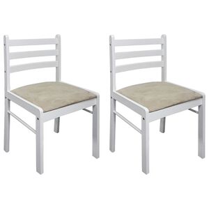 vidaXL Cadeiras de jantar 2 pcs seringueira maci&ccedil;a e veludo branco