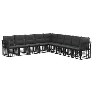 vidaXL Conjunto de Sof&aacute;s para Exterior Preto Poli&eacute;ster