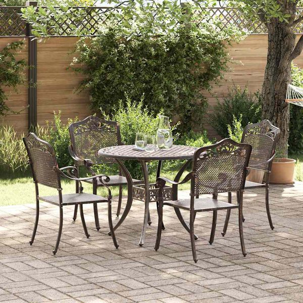 vidaXL Conjunto de Jantar para Jardim 5 pcs Bronze Alum&iacute;nio