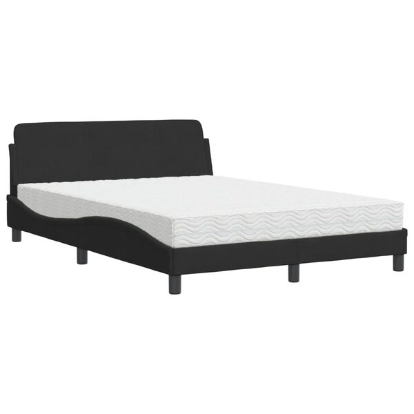 vidaXL Cama com colch&atilde;o Dover 140x190 cm veludo preto