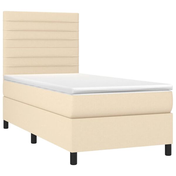 vidaXL Cama com molas/colch&atilde;o 90x200 cm tecido cor cr&egrave;me