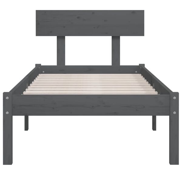 vidaXL Estrutura de cama solteiro 90x190 cm pinho maciço cinza