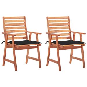 vidaXL Cadeiras de jantar p/ jardim 2 pcs c/ almofad&otilde;es ac&aacute;cia maci&ccedil;a