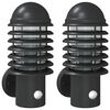 vidaXL Candeeiros parede p/ exterior c/ sensor 2 pcs a&ccedil;o inox. preto