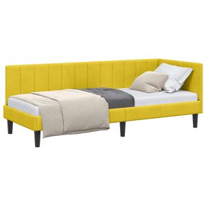vidaXL Estrutura de Cama de Canto Amarelo 80 cm x 200 cm Veludo