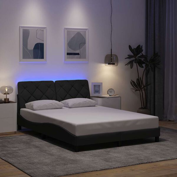 vidaXL Estrutura de cama com LED sem colch&atilde;o 140x200 cm tecido