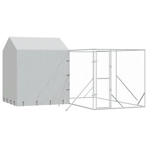 vidaXL Canil de exterior com teto 4x4x2,5 m a&ccedil;o galvanizado prateado