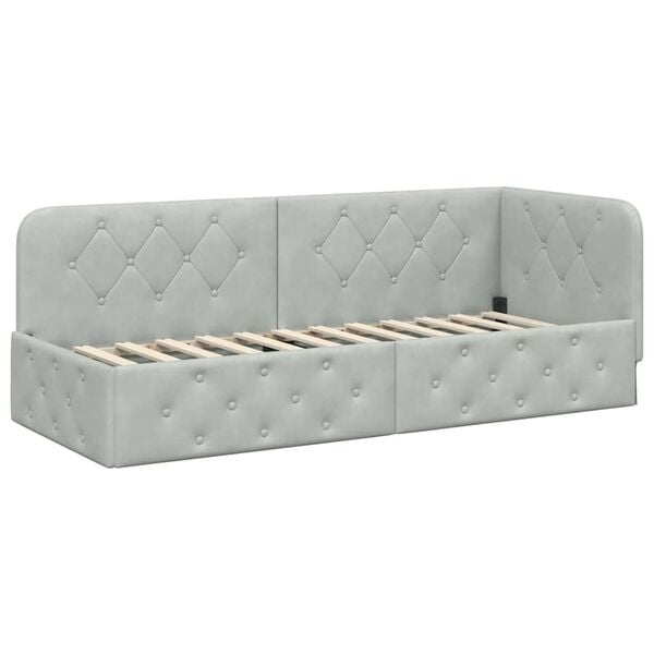 vidaXL Estrutura de Cama de Canto Cinzento-claro 80 x 200 cm Veludo