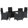 vidaXL Conjunto de Jantar para Jardim 5 unid. Preto vime PE