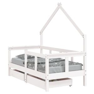 vidaXL Estrutura cama infantil c/ gavetas 70x140cm pinho maci&ccedil;o branco